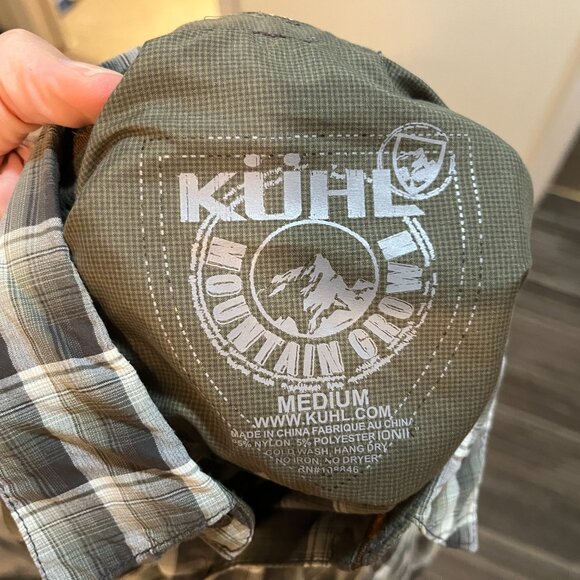 KUHL Men's white, gray and green wicking plaid short sleeve shirt Medium M EUC - Picture 7 of 7